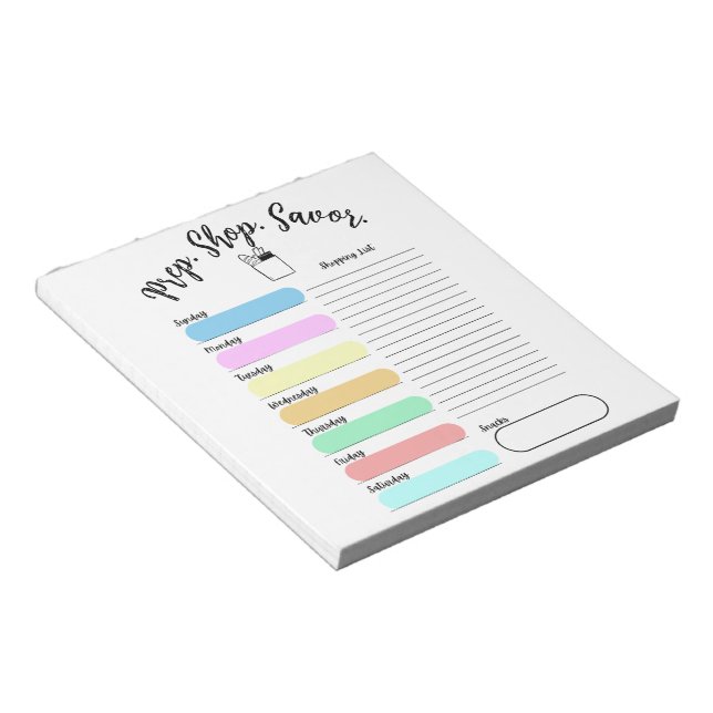 Bloc-note Colorful Weekly Meal Plan Notepad (Incliné)