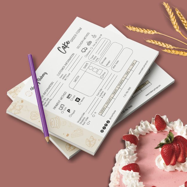 Bloc-note Commande Formulaire Logo Boulangerie Petite Entrep (Order Form Small Business Bakery Logo Notepad)
