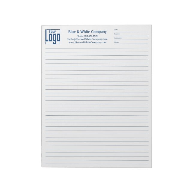 Bloc-note Company Logo Blue College Rule Project Identifier (Tourné)