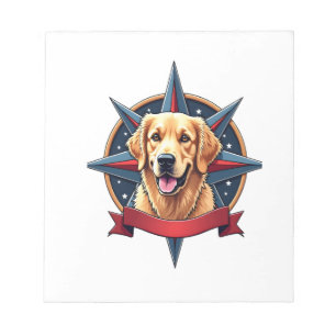Bloc-note Compas étoilé patriotique du Golden Retriever Tee 