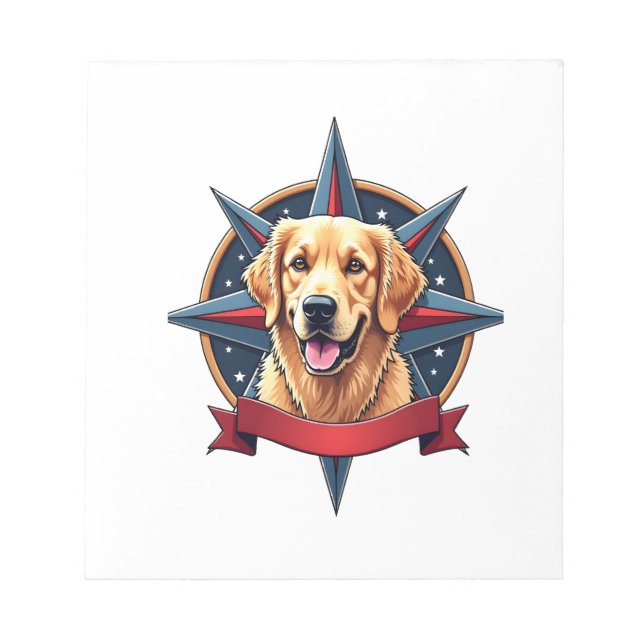 Bloc-note Compas étoilé patriotique du Golden Retriever Tee  (Devant)