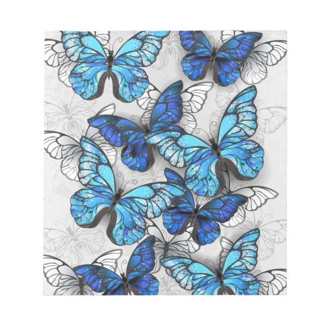 Bloc-note Composition of White and Blue Butterflies (Devant)