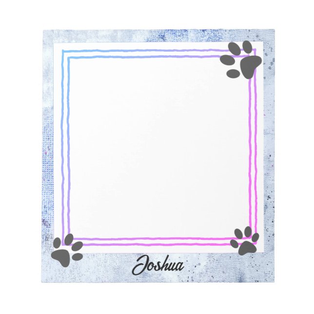 Bloc-note conception aquarelle d'empreintes de pattes de chi (Devant)