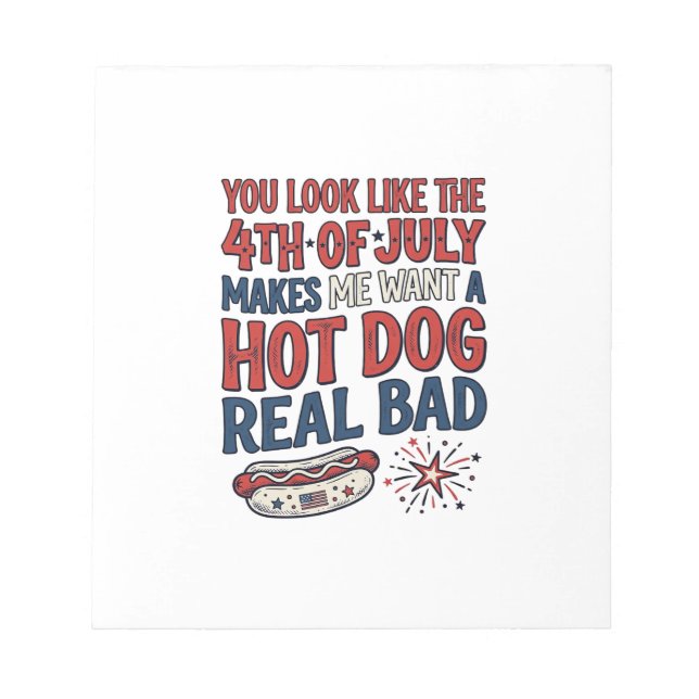 Bloc-note Conception de chemise patriotique de hot-dog drôle (Devant)