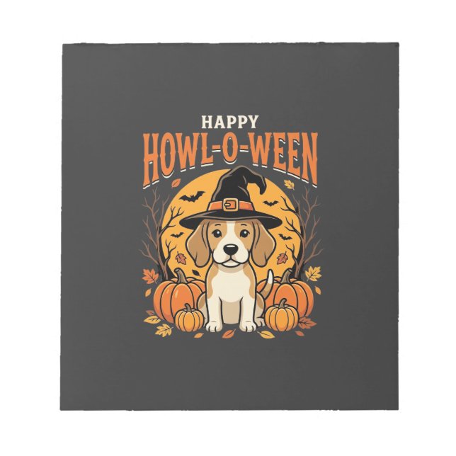 Bloc-note Conception de chien de citrouille de Beagle Hallow (Devant)