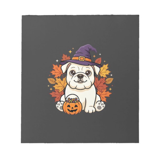 Bloc-note Conception de chien de citrouille d'Halloween de B (Devant)