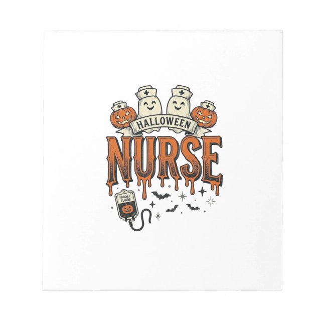 Bloc-note Conception de citrouille fantôme d'infirmière Hall (Devant)