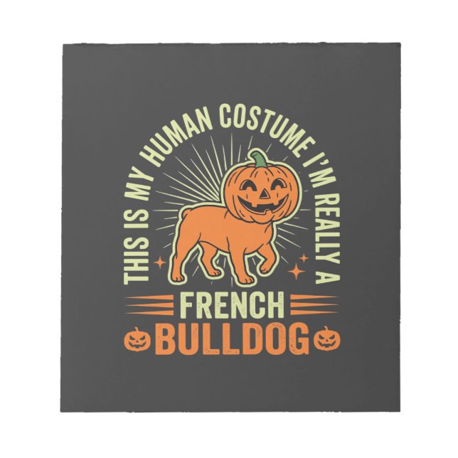 Bloc-note Conception de costume humain drôle de bouledogue f (Devant)