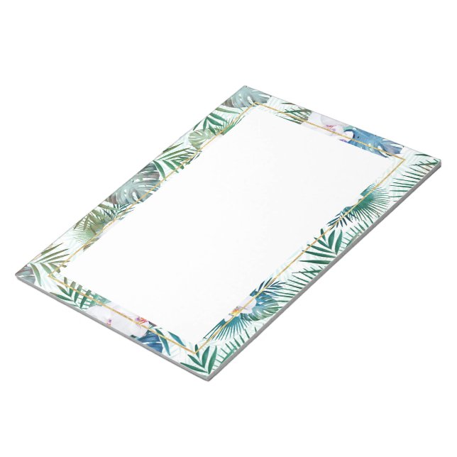 Bloc-note Conception de feuilles tropicales et de fleurs d'o (Incliné)