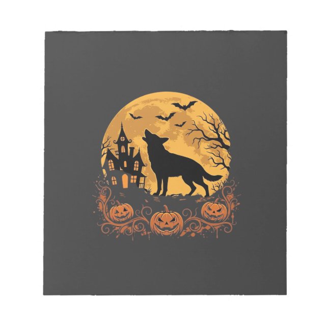 Bloc-note Conception de lune de Halloween de berger allemand (Devant)