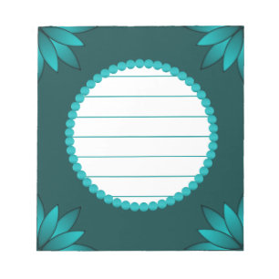 Bloc-note Conception de mandala à feuilles de teal sur fond 