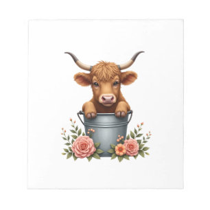 Bloc-note Conception de marché de fleurs de vache Highland v