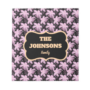 Bloc-note Conception de nom de famille floral personnalisé