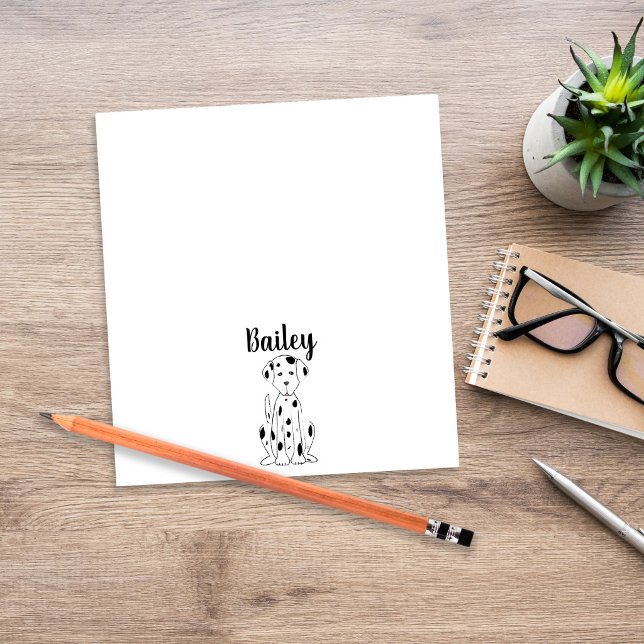 Bloc-note Conception de nom personnalisé de chiot Dalmatien  (Minimalist Dalmatian puppy design with custom name, shown on a clean workspace scene—perfect for dog)