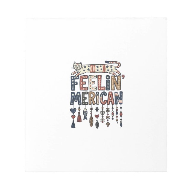 Bloc-note Conception de T-Shirt Américain Chat Folk Patrioti (Devant)