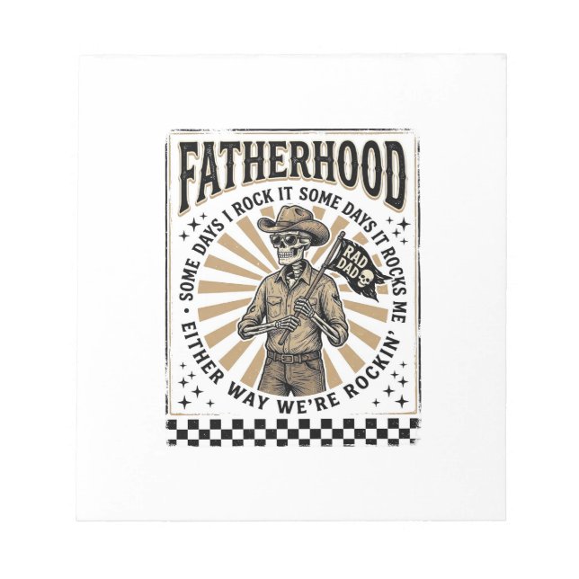 Bloc-note Conception de T-shirt de papa cowboy squelette vin (Devant)