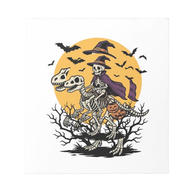 Bloc-note Conception de T-shirt Halloween dinosaure squelett (Devant)