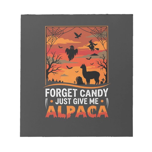 Bloc-note Conception de vecteur d'alpaga de Halloween oublie (Devant)