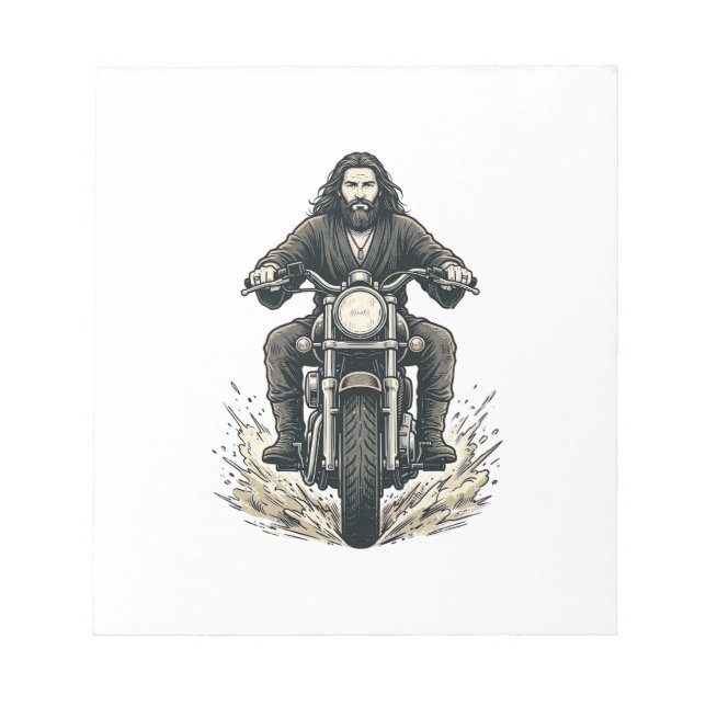 Bloc-note Conception de vecteur de cavalier de moto de gravu (Devant)