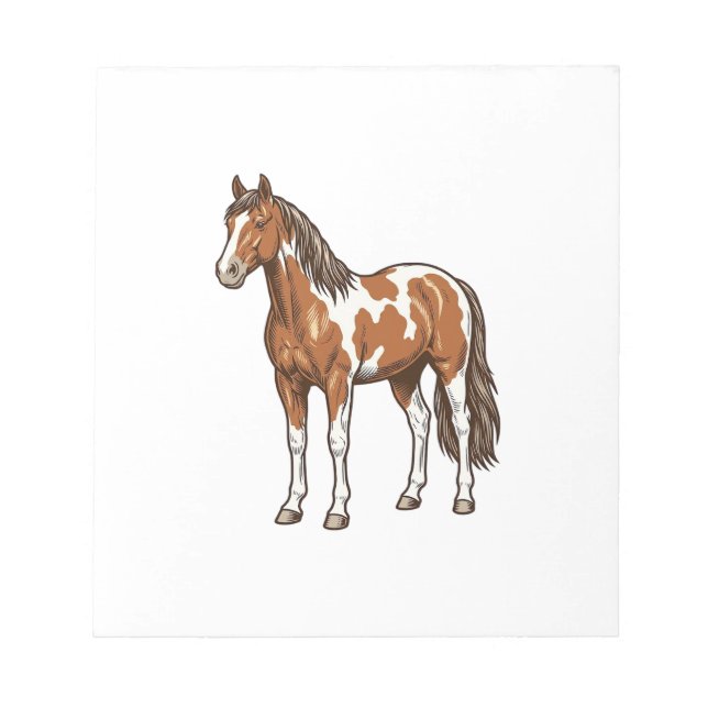 Bloc-note Conception de vecteur de cheval Pinto gravé antiqu (Devant)