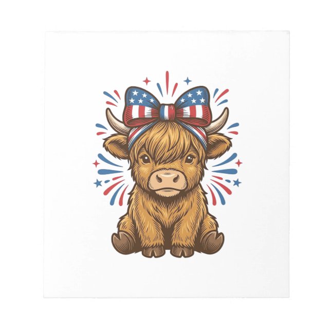 Bloc-note Conception de vecteur de vache Highland patriotiqu (Devant)
