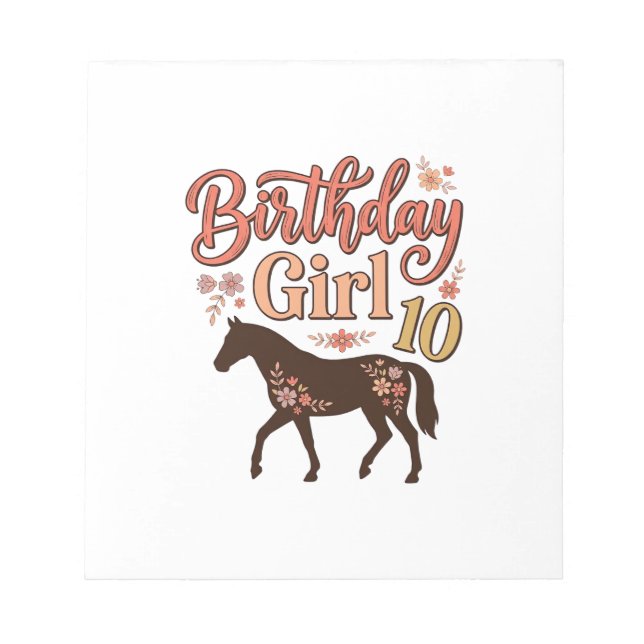 Bloc-note Conception vectorielle florale de cheval 10 pour f (Devant)