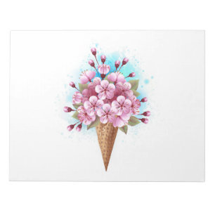 Bloc-note Cône rose Sakura crème glacée gaufre