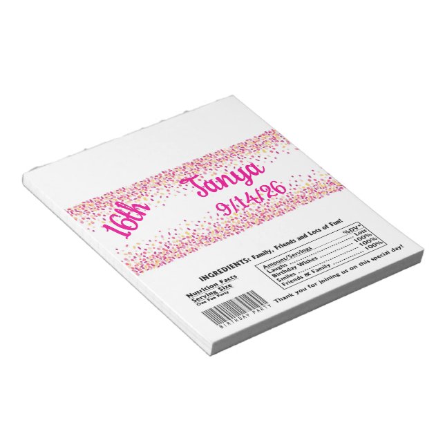 Bloc-note Confetti Rose Bar Wrapper Party Favoriser (Incliné)