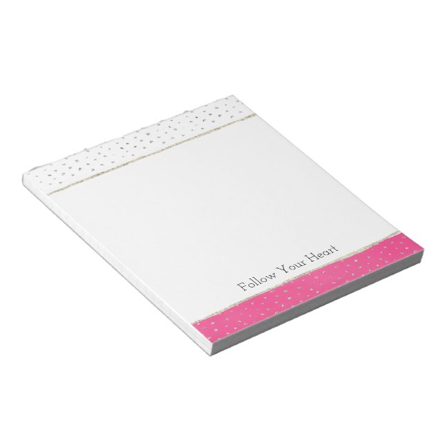 Bloc-note Confettis argent ombre rose aquarelle (Incliné)