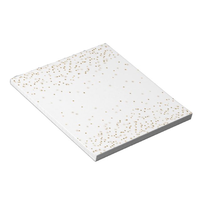 Bloc-note Confettis pailletés or blanc scintillent     (Incliné)