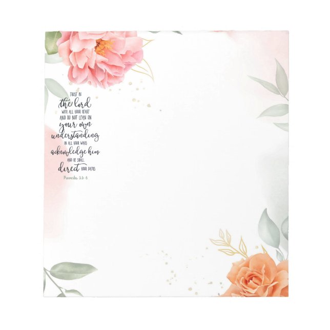Bloc-note Confiance dans le Seigneur floral (Devant)