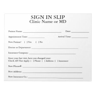 Bloc-note Confidentialité Patient Se Connecter Slips Bloc-no