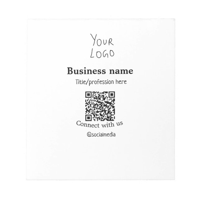 Bloc-note Connectez-vous avec nous logo entreprise QR nom de (Devant)