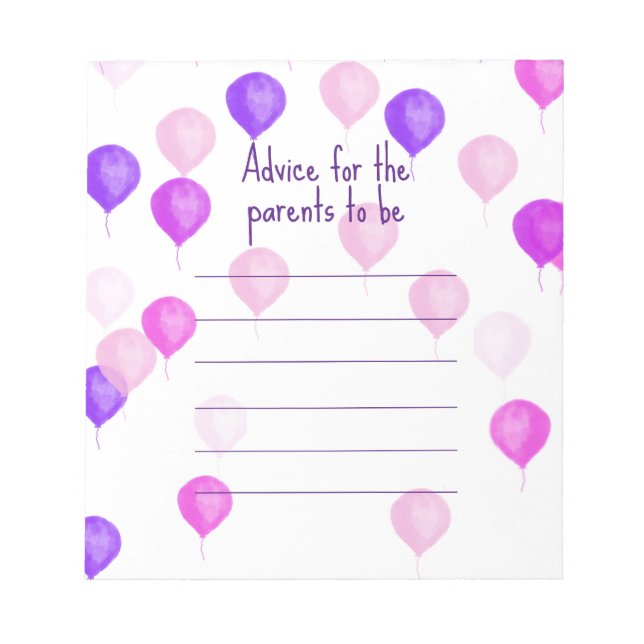Bloc-note Conseils de Baby Shower rose pour les nouveaux par (Devant)