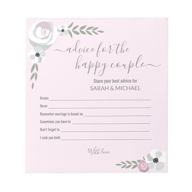 Bloc-note Conseils pour le couple heureux fleurs enterrement (Devant)