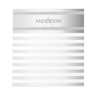 Bloc-note Contemporain Faux Argent Ombre Rayures & Gris