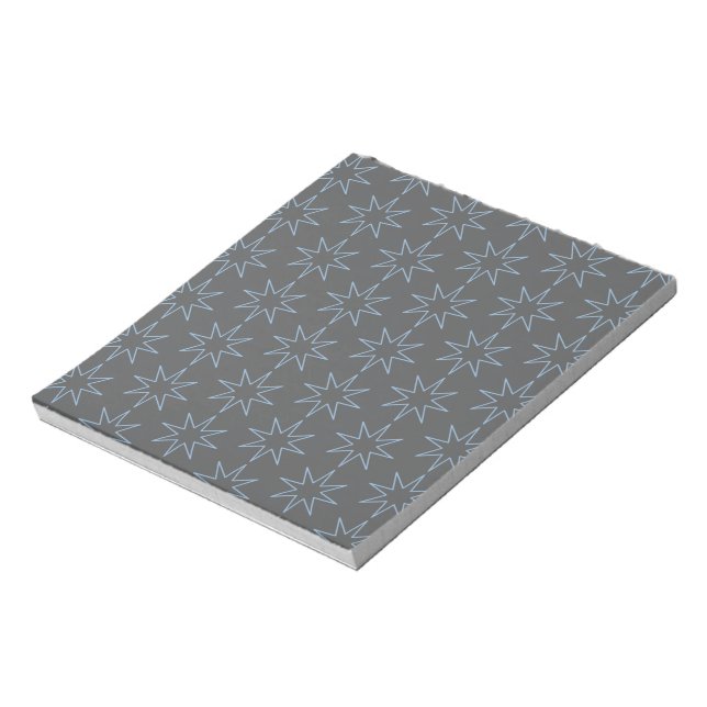 Bloc-note Contour d'étoile bleue sur gris (Tourné)