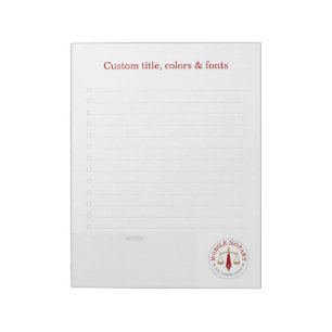 Bloc-note Contrôle Mobile Notaire Légal Signature Rouge Or