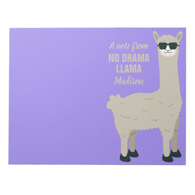 Bloc-note Cool Llama nom et couleur personnalisés (Devant)
