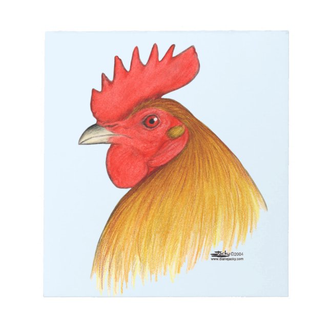 Bloc-note Coq Gamecock à crête simple (Devant)