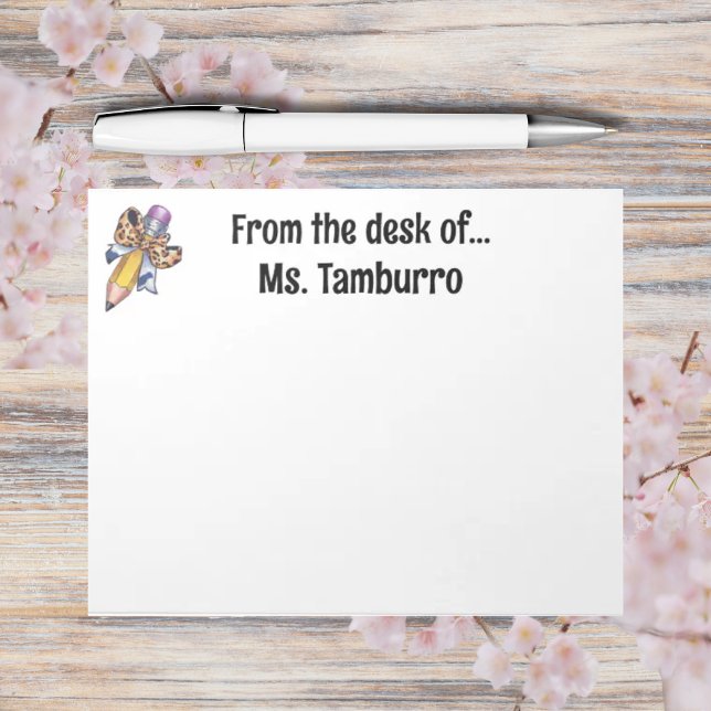 Bloc-note Coquette arc personnalisé avec nom retour à l'écol (Créateur téléchargé)