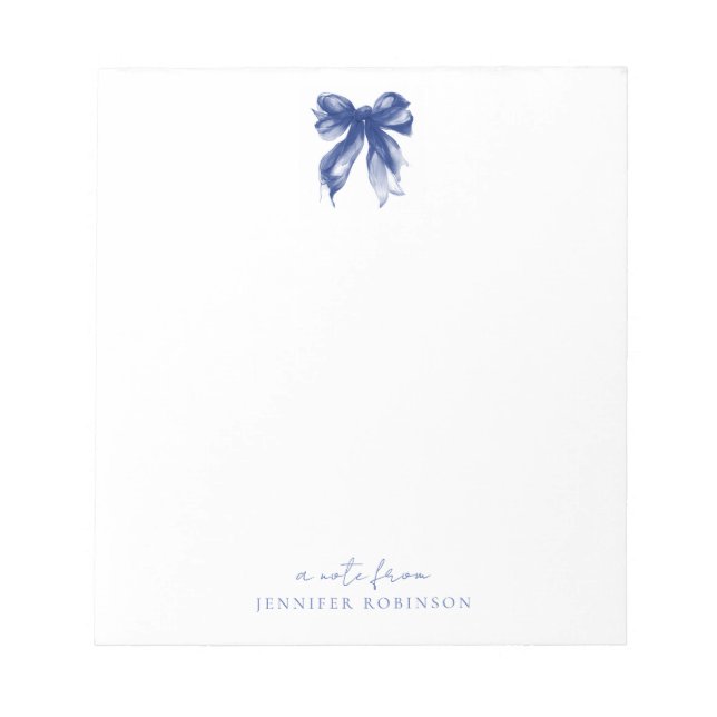Bloc-note Coquette Tendance Noeud Papillon Bleu Nuit avec No (Devant)