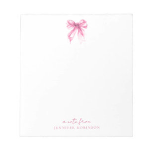 Bloc-note Coquette Tendance Ruban Rose avec Nom