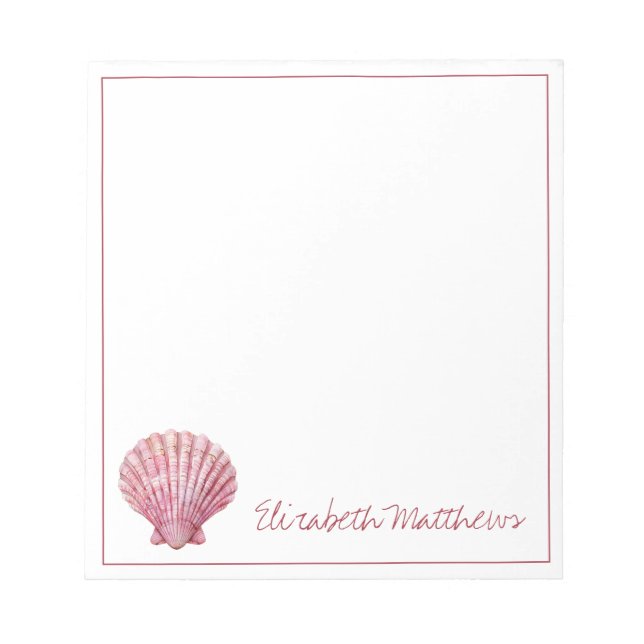 Bloc-note Coquillage Rose Côtiers sur Personnalisé Blanc (Devant)