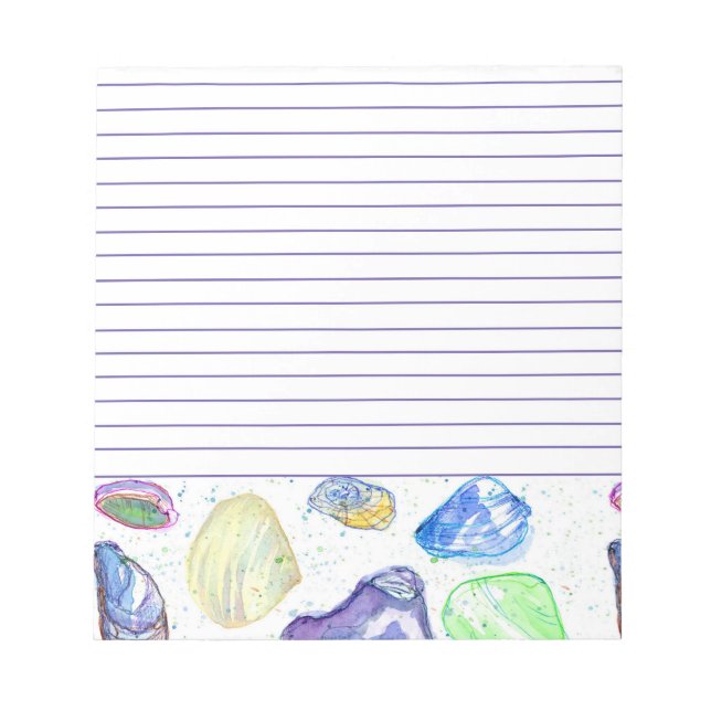 Bloc-note Coquillages d'aquarelle violet (Devant)