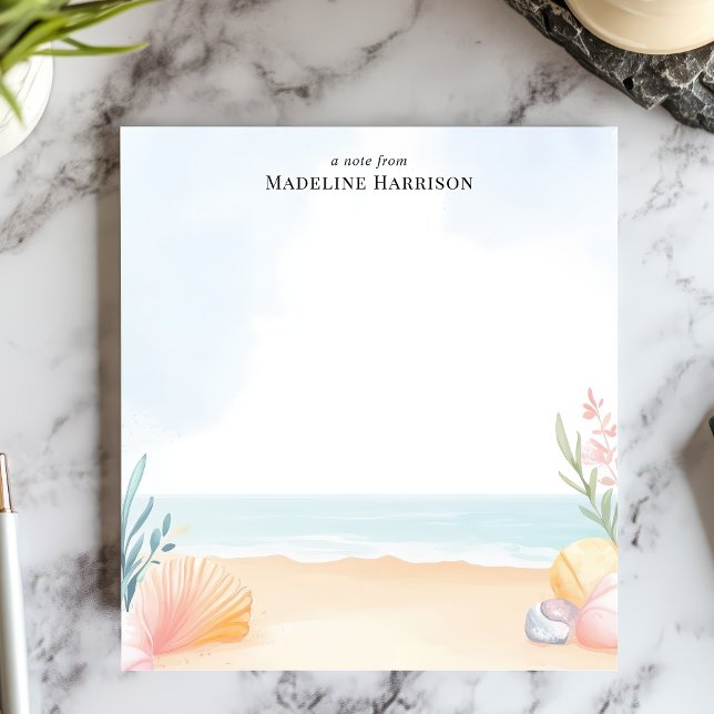Bloc-note Coquillages et sable Plage Océan Nom personnalisé (Créateur téléchargé)