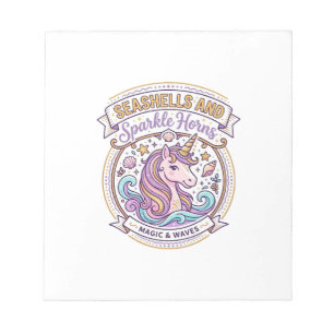 Bloc-note Coquilles de licorne et cornes scintillantes POD p