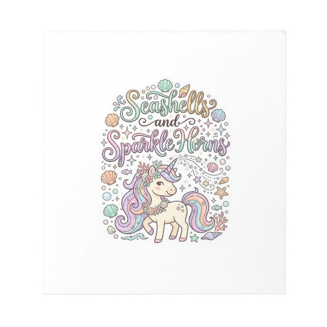Bloc-note Coquilles de licorne et cornes scintillantes Vecte (Devant)