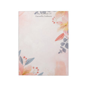 Bloc-note Corail Floral Rose Pêche Bleu De Sur Le Bureau de