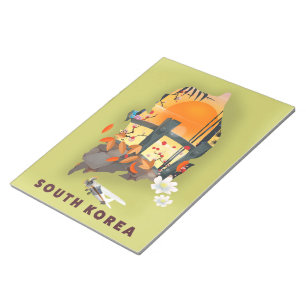 Bloc-note Corée du Sud affiche illustrée